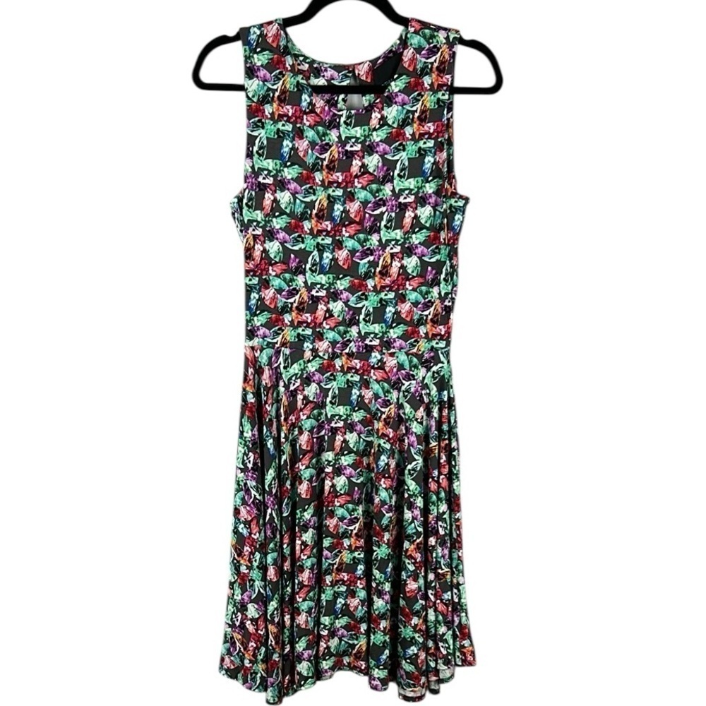 Cynthia Rowley Jewel Print Rayon Knit Fit & Flare Skater Dress Medium Multi